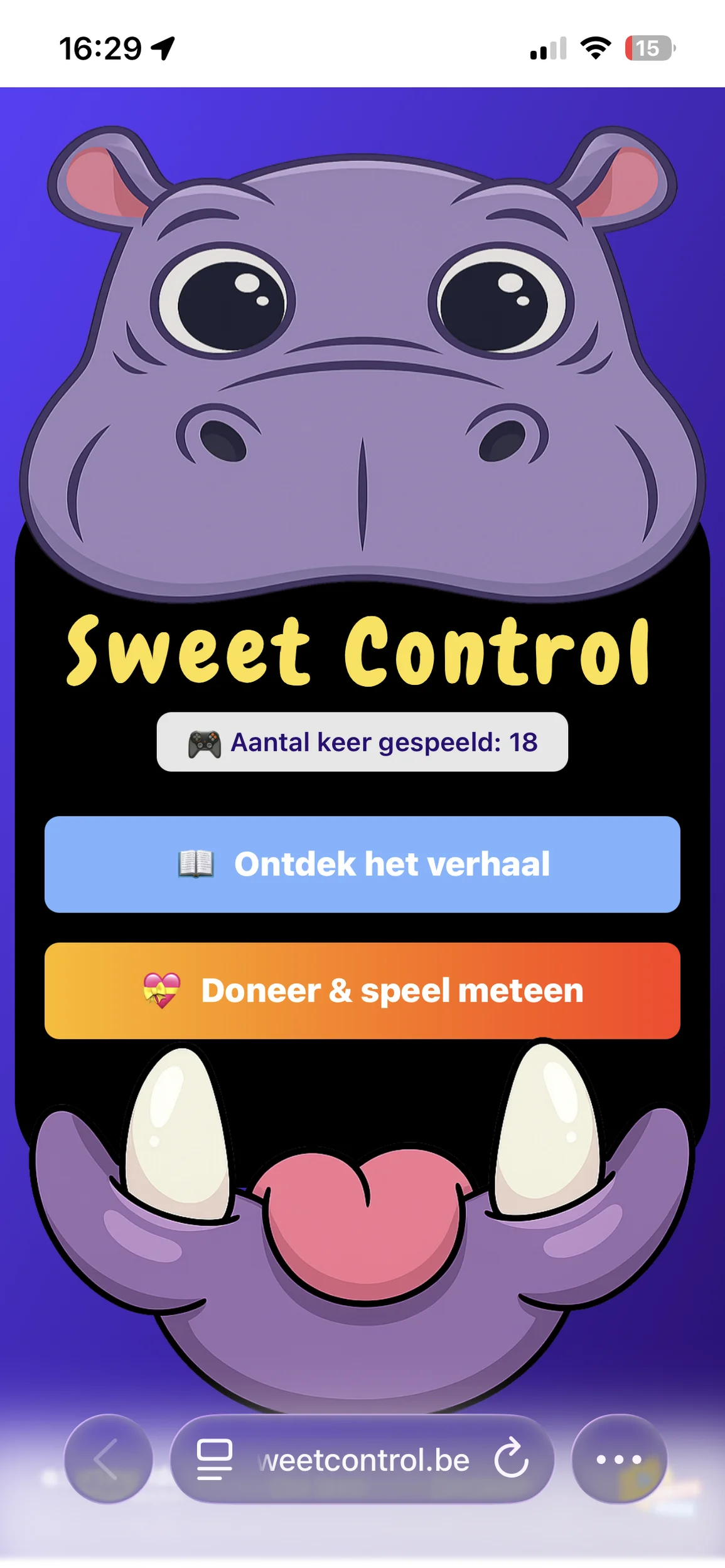 Startpagina van de Webapplicatie